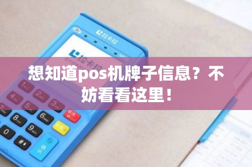 想知道pos机牌子信息？不妨看看这里！
